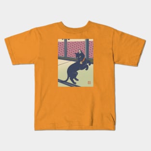 Black Cat In Japanese Room Kids T-Shirt